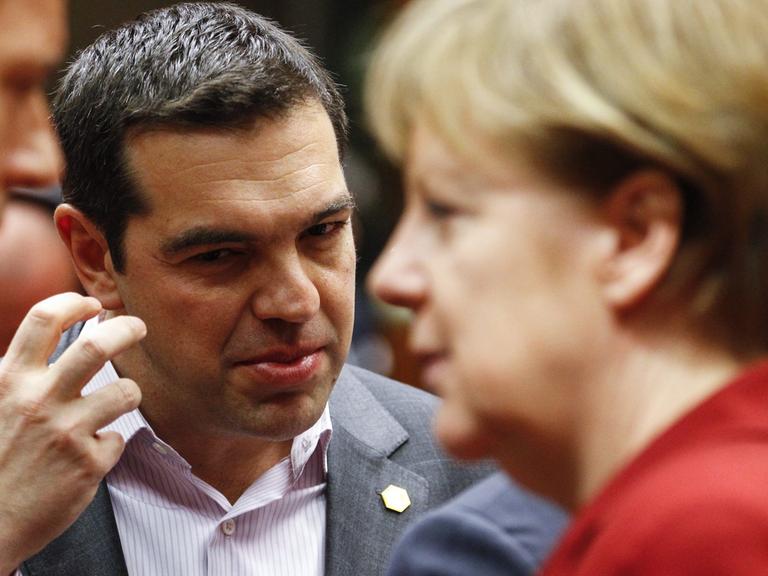 Der griechische Ministerpräsident Alexis Tsipras und Bundeskanzlerin Angela Merkel bei einem Treffen in Brüssel.