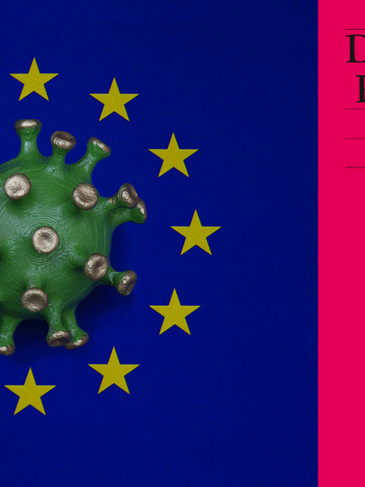 Das Buchcover von Luuk van Middelaar “Das europäische Pandämonium" und ein gestaltetes Europaflaggenbild