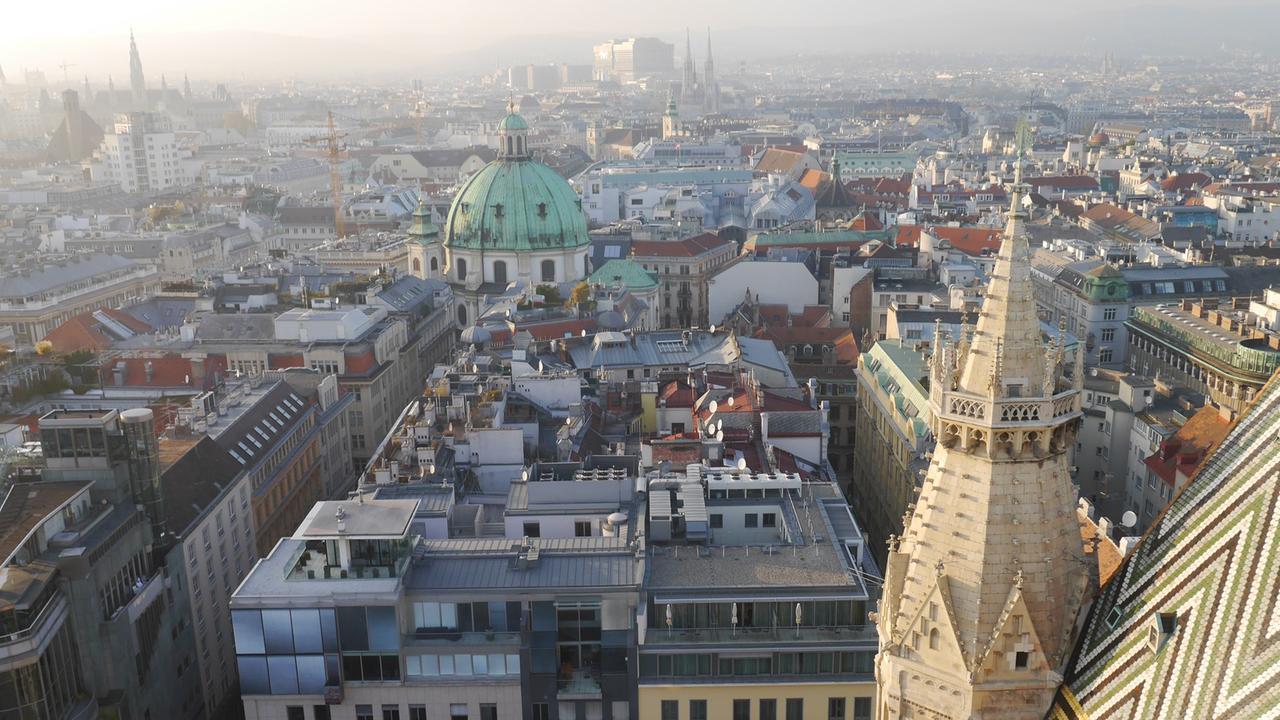 Der Blick über Wien vom Stephansdom. 