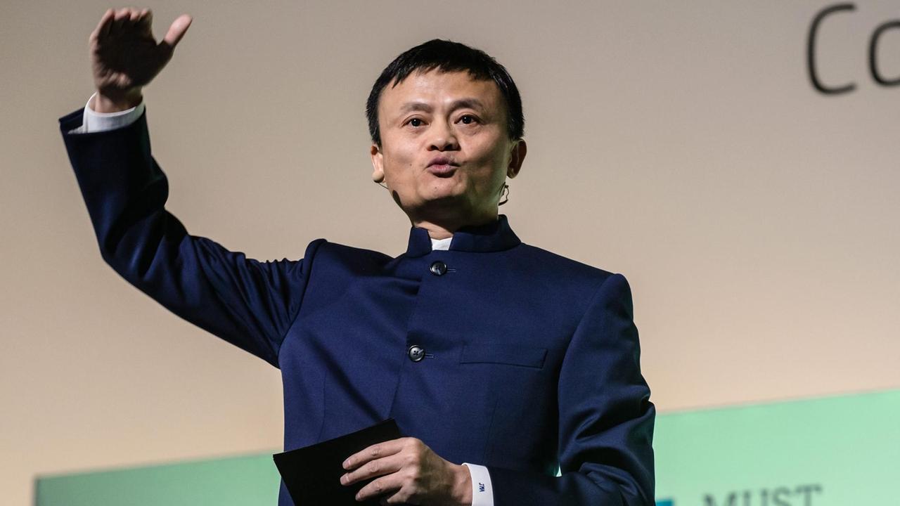 Der Chinesische Medienunternehmer und Milliardär Jack Ma bei einer Rede
