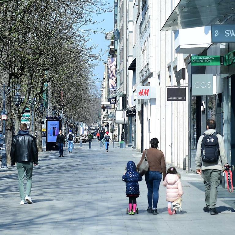 Menschenleere Kö in Düsseldorf