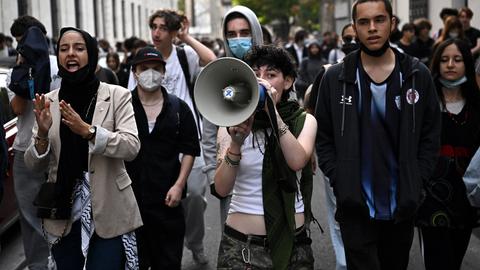 Protestierende Schülerinnen und Schüler des Lycée Gustave Eiffel in Bordeaux am 5. Oktober 2026
