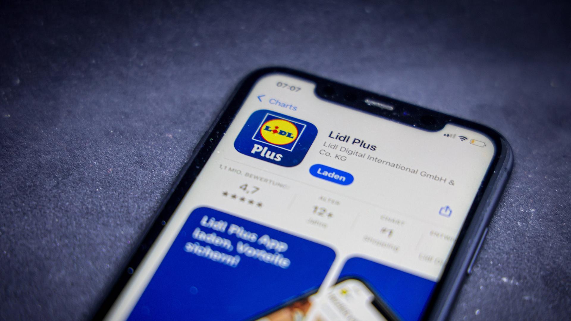 Die Lidl-App auf einem Smartphone