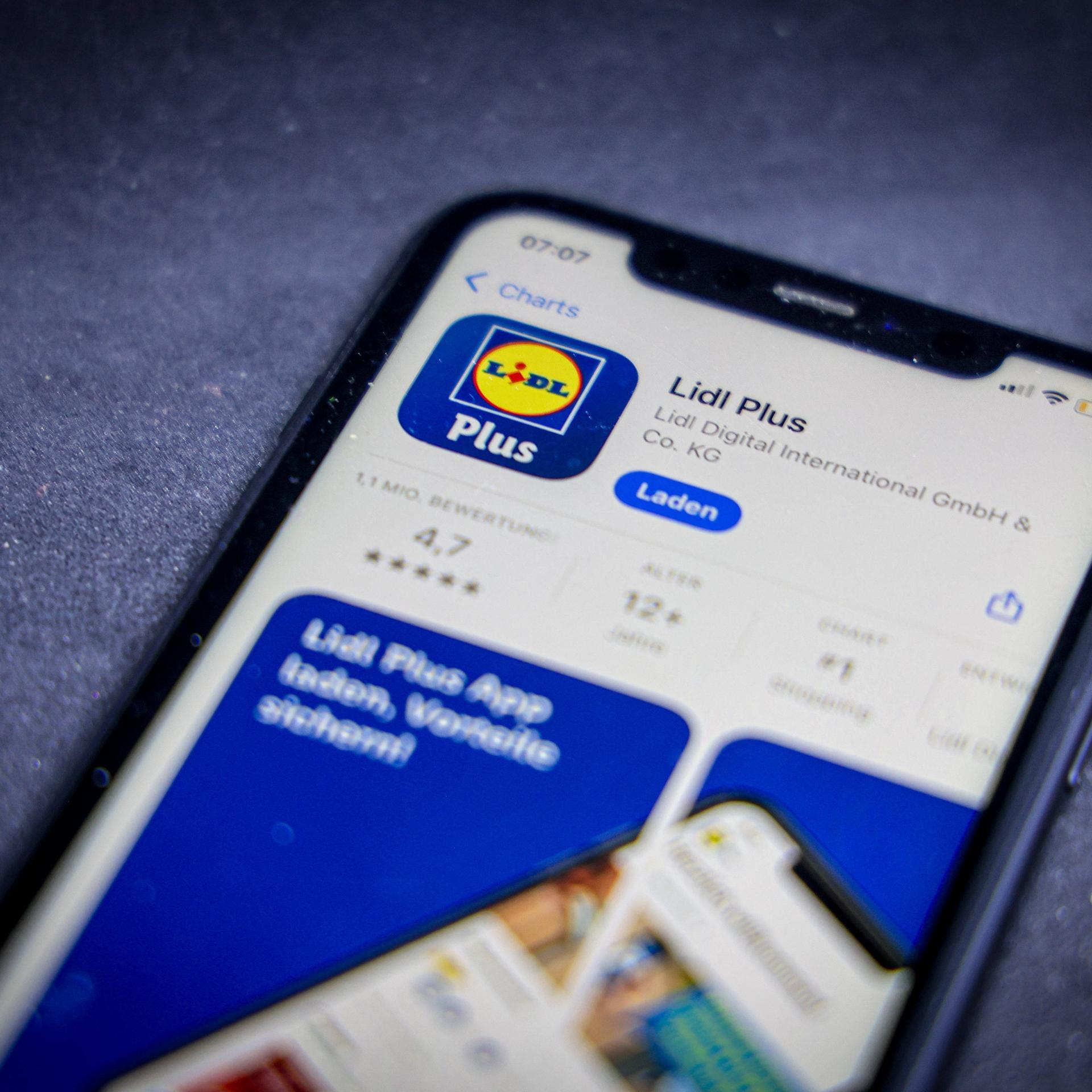 Die Lidl-App auf einem Smartphone
