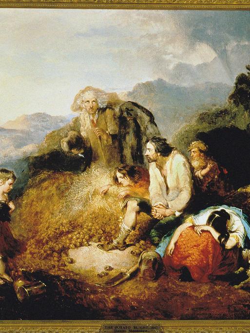 "The Potato Blight" aus dem Jahr 1847. Das Gemälde befindet sich in der National Folklore Collection in Dublin "The Potato Blight" aus dem Jahr 1847. Das Gemälde befindet sich in der National Folklore Collection in Dublin