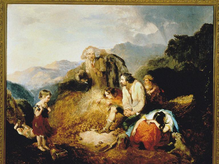 "The Potato Blight" aus dem Jahr 1847. Das Gemälde befindet sich in der National Folklore Collection in Dublin "The Potato Blight" aus dem Jahr 1847. Das Gemälde befindet sich in der National Folklore Collection in Dublin