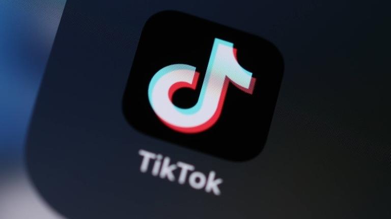 Das Tiktok-Logo auf einem Handy.
