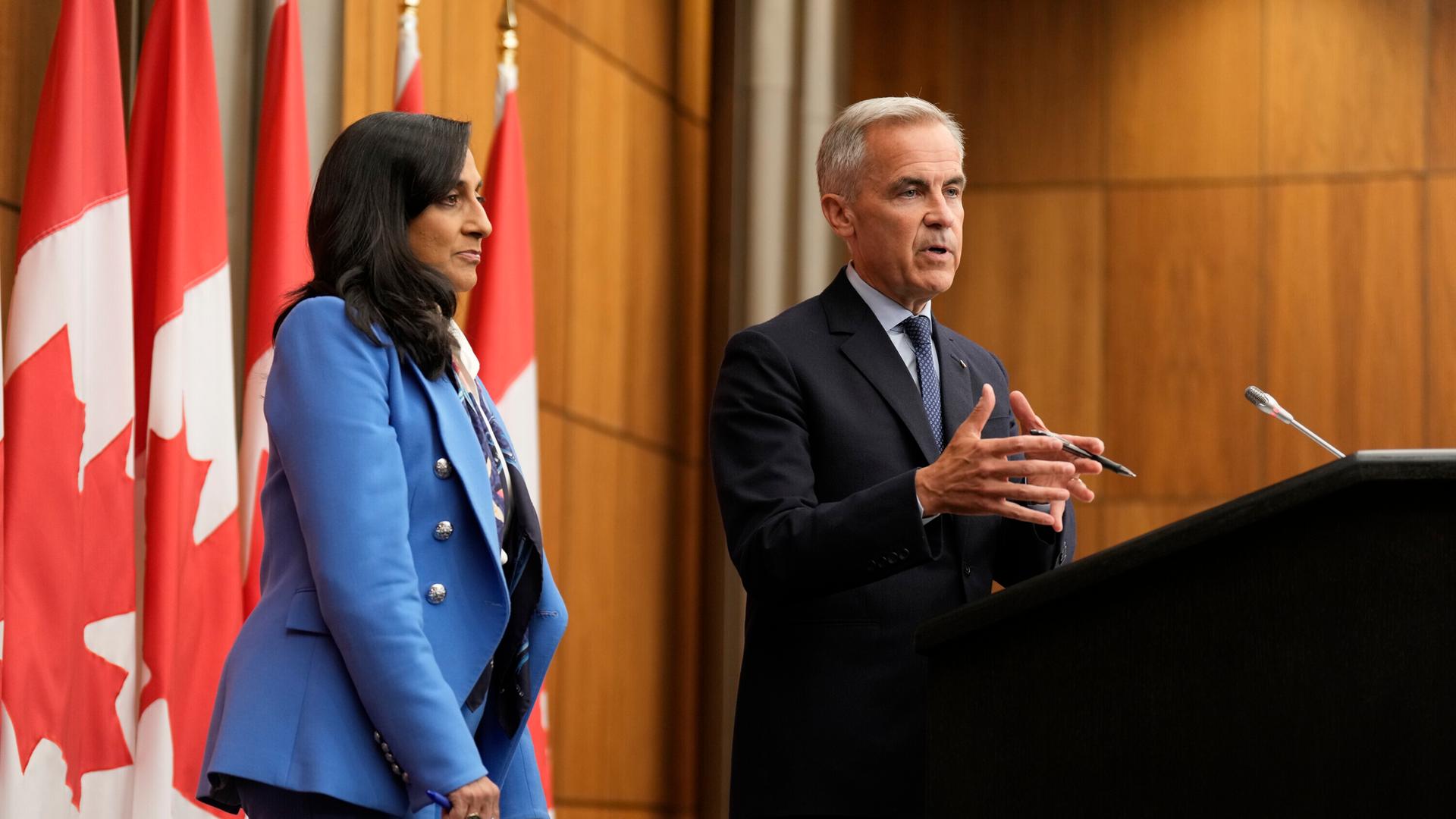 Der kanadischer Premierminister Mark Carney kündigt auf der UN-Versammlung in New York an, dass sein Land Palästina als Staat anerkennen will Der kanadischer Premierminister Mark Carney kündigt auf der UN-Versammlung in New York an, dass sein Land Palästina als Staat anerkennen will