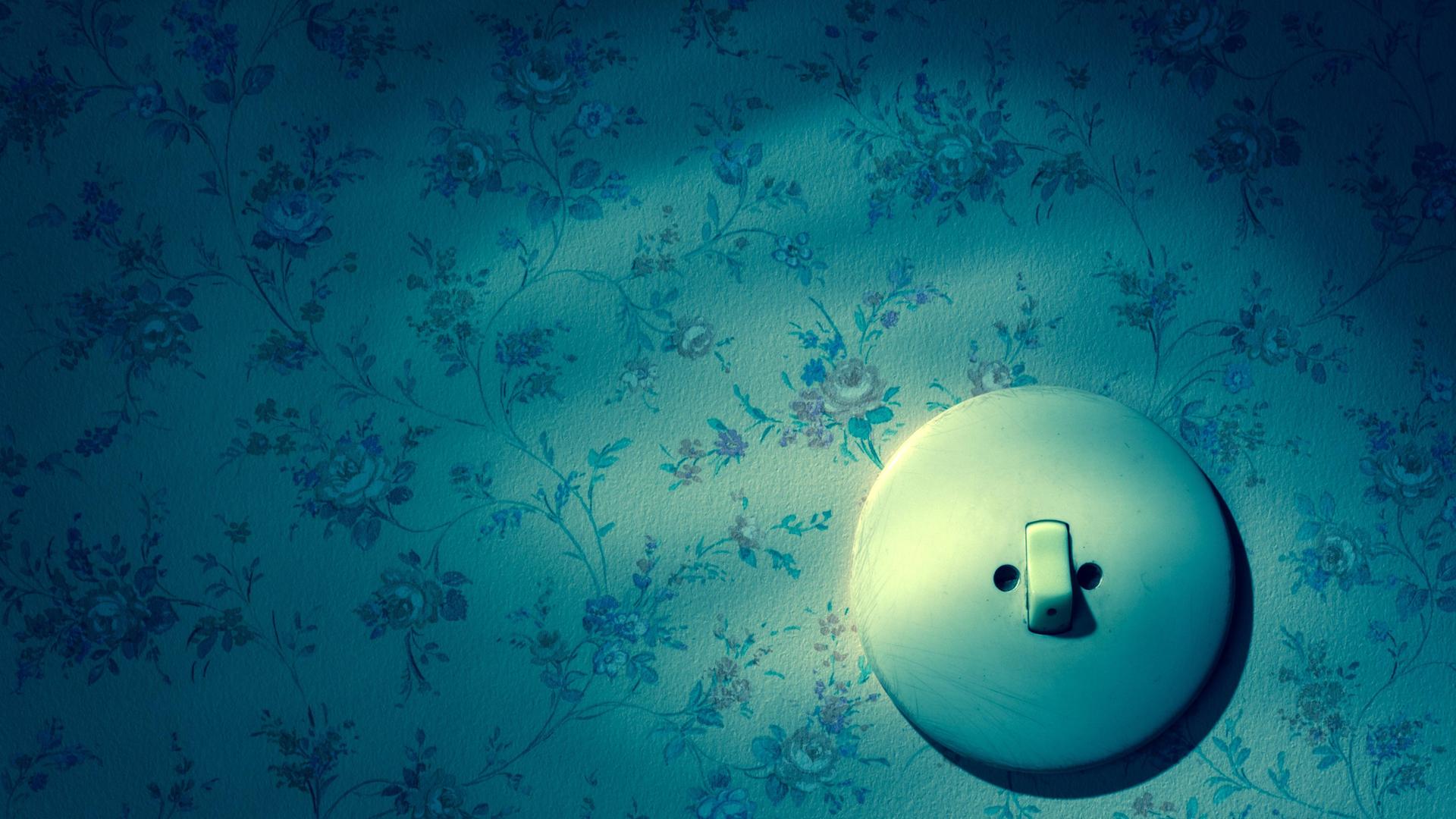 Eine alte Tapete mit Lichtschalter. Symbolfoto fuer Erneuerung und renovieren. Eine alte Tapete mit Lichtschalter. Symbolfoto fuer Erneuerung und renovieren.