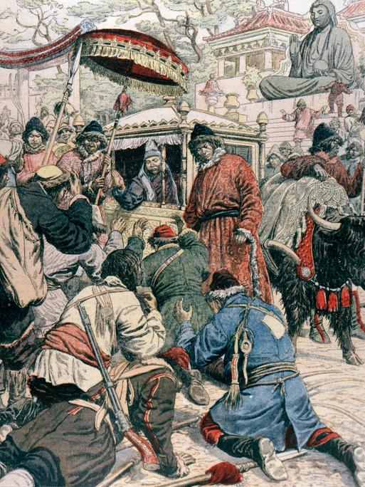 Die Flucht des Dalai Lama vor den britischen Truppen im Jahr 1904