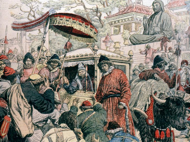 Die Flucht des Dalai Lama vor den britischen Truppen im Jahr 1904