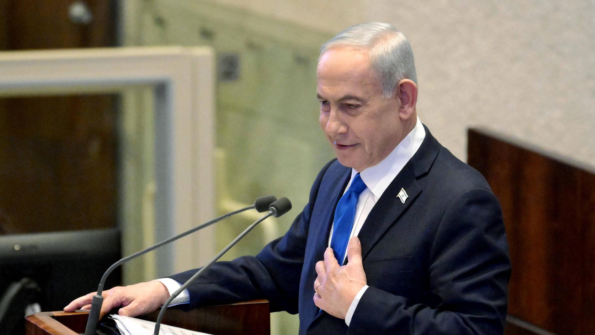 Der israelische Premierminister Benjamin Netanjahu spricht in der Knesset (Jerusalem, 26.02.2026)