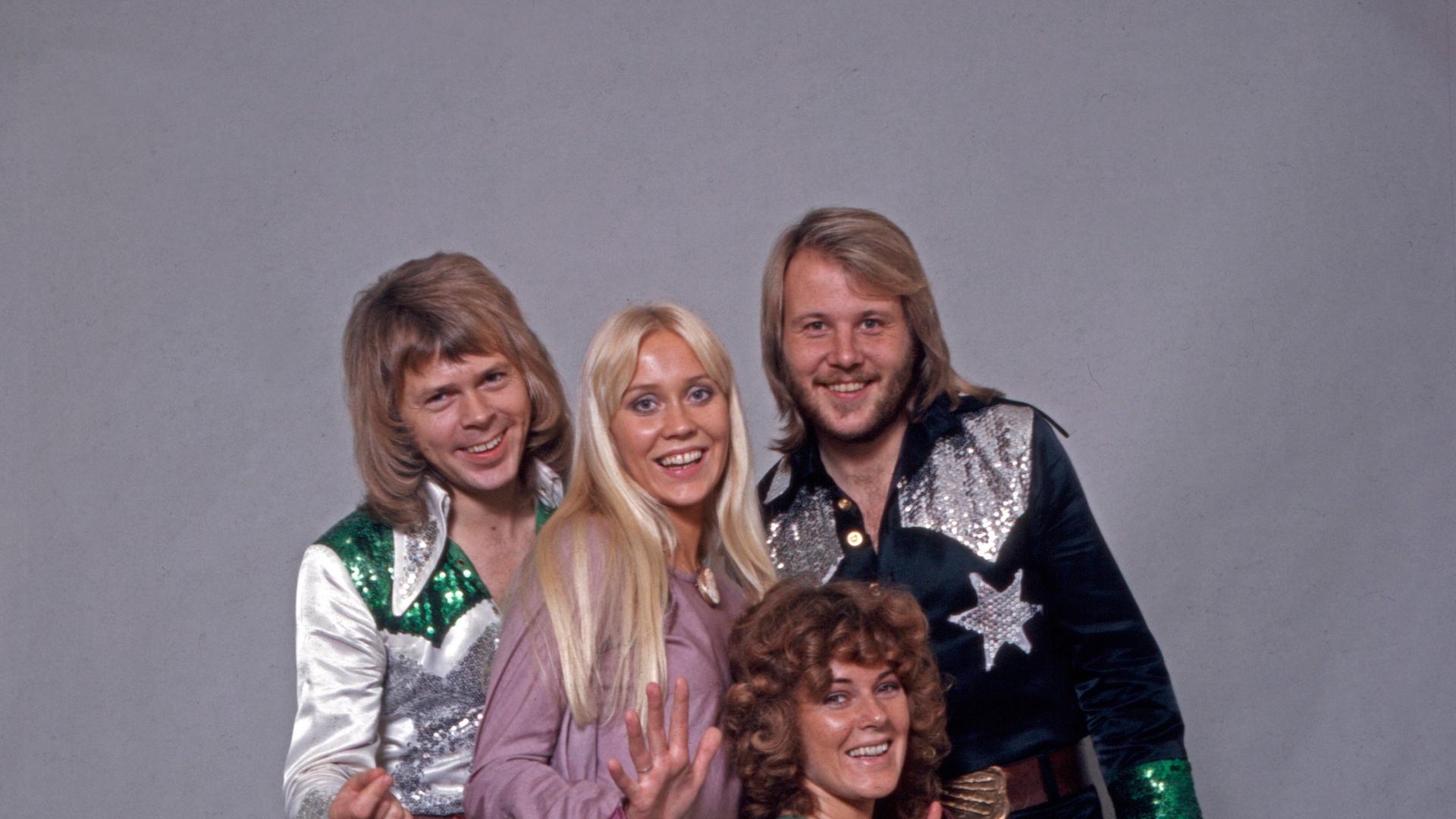 Studioaufnahme der schwedischen Popgruppe ABBA, Deutschland 1970er Jahre Studioaufnahme der schwedischen Popgruppe ABBA, Deutschland 1970er Jahre