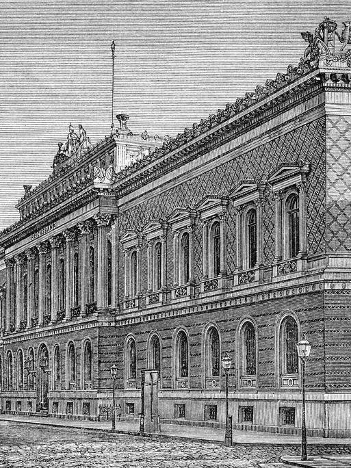 Die Reichsbank zu Berlin, historischer Holzstich, 1890