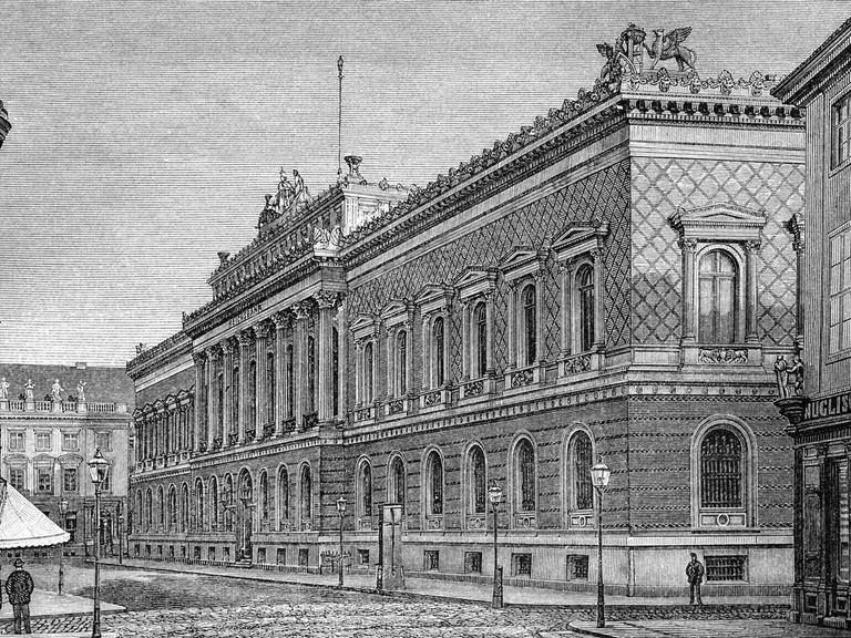 Die Reichsbank zu Berlin, historischer Holzstich, 1890