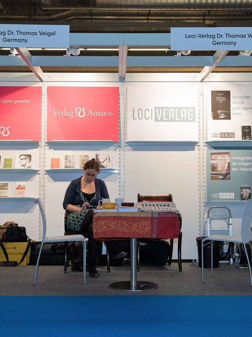 Verlag Antaios nach Übernahme durch Loci-Verlag Dr. Thomas Veigel auf der Frankfurter Buchmesse im Jahr 2018