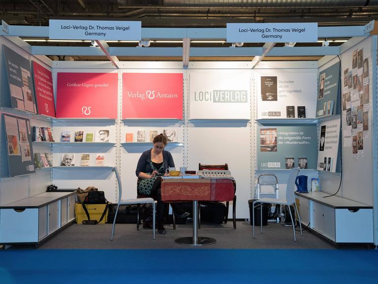 Verlag Antaios nach Übernahme durch Loci-Verlag Dr. Thomas Veigel auf der Frankfurter Buchmesse im Jahr 2018