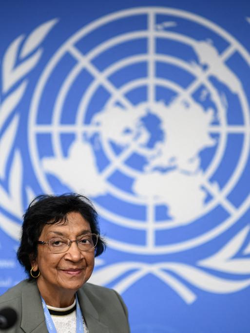 Navanethem Pillay am 18. Juni 2025 während einer Pressekonferenz in Genf
