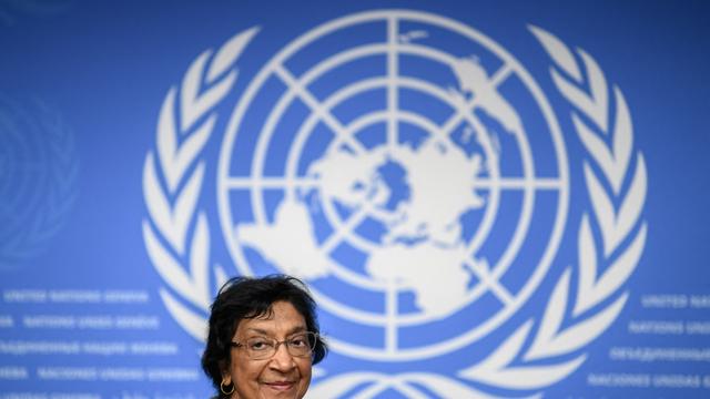 Navanethem Pillay am 18. Juni 2025 während einer Pressekonferenz in Genf Navanethem Pillay am 18. Juni 2025 während einer Pressekonferenz in Genf