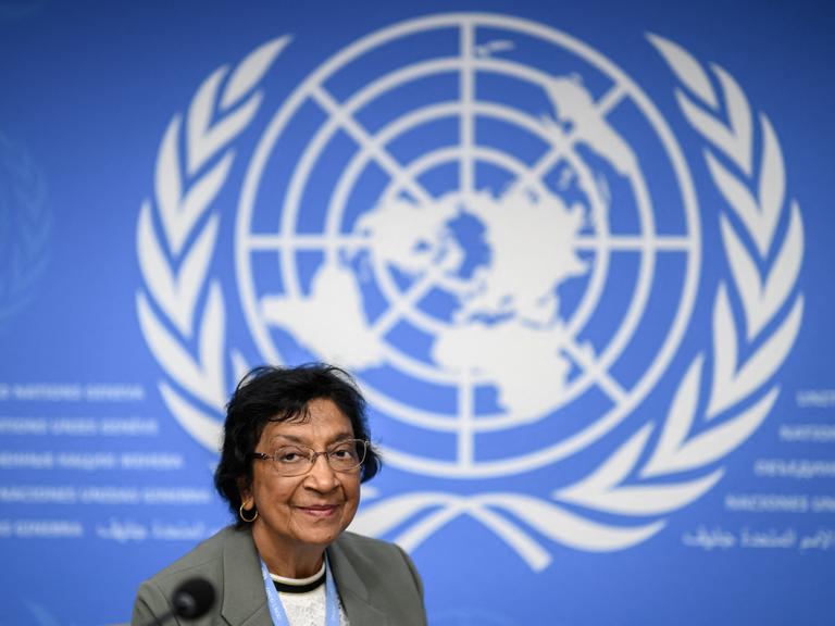Navanethem Pillay am 18. Juni 2025 während einer Pressekonferenz in Genf