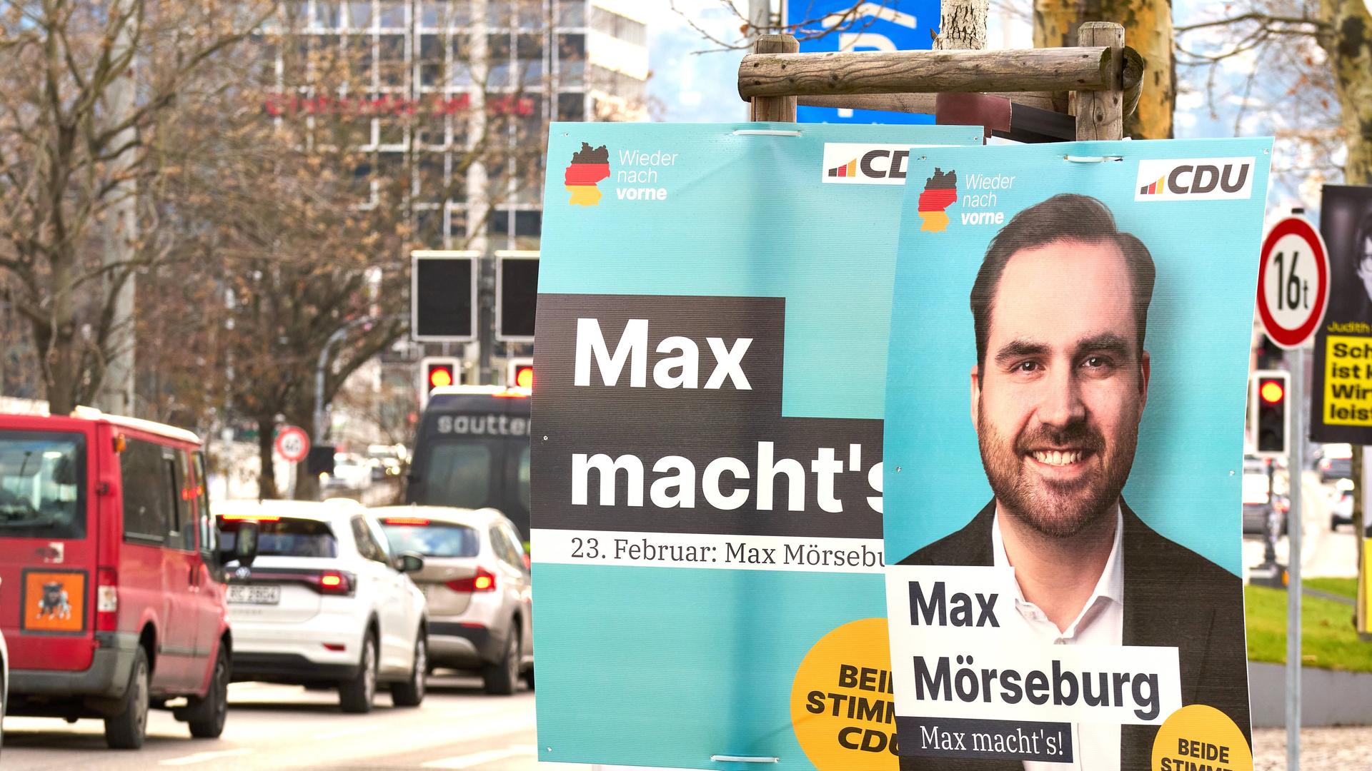 Wahlplakat zeigt den Kandidaten Max Mörseburg (CDU) Wahlplakat zeigt den Kandidaten Max Mörseburg (CDU)