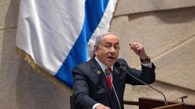 Israels Premier Benjamin Netanjahu hält in der Knesset, dem israelischen Parlament, eine Rede.