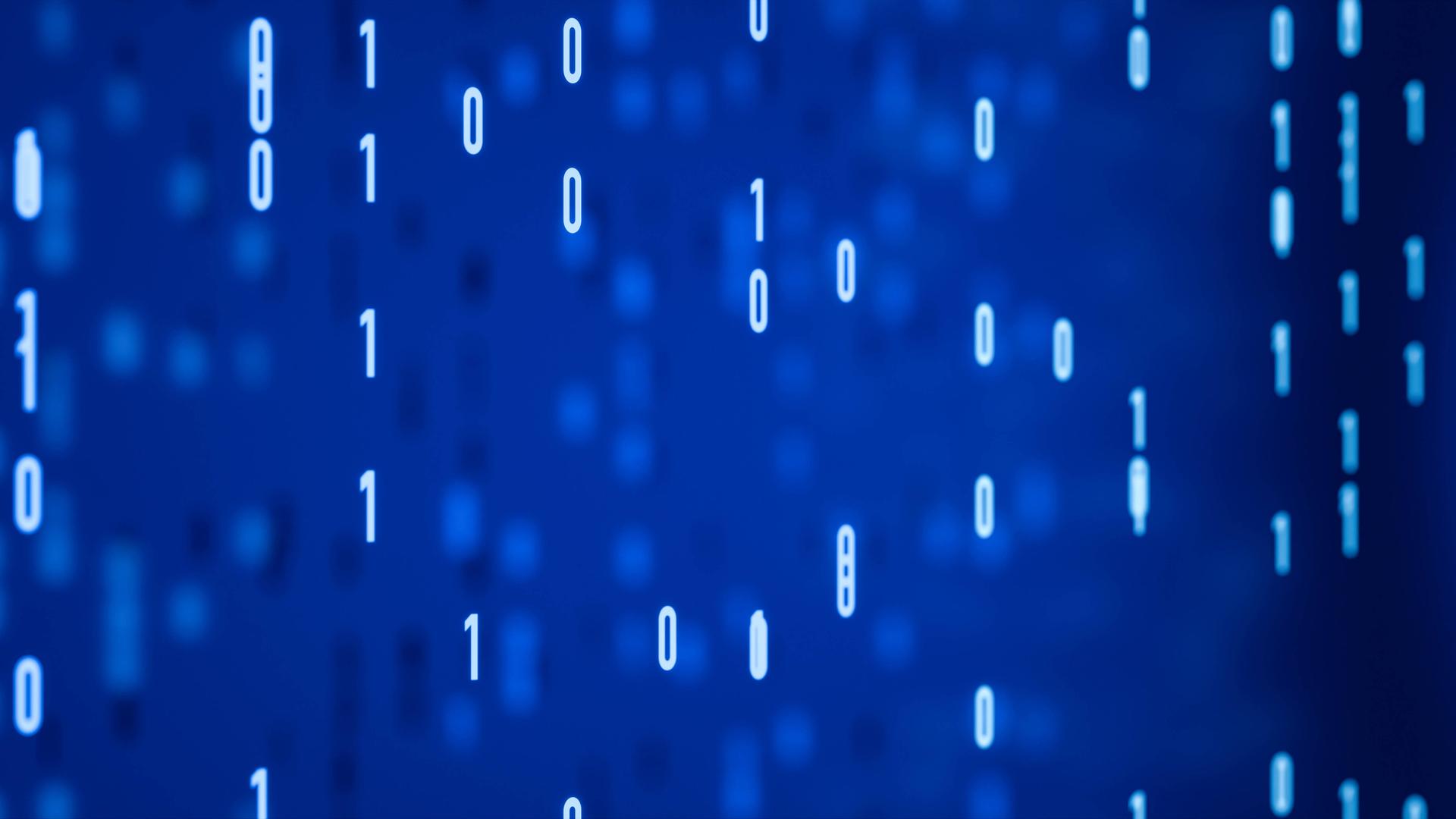 Nahaufnahme von schwebendem Binärcode. Abstrakte digitale Daten im Hintergrund von KI und Co. Nahaufnahme von schwebendem Binärcode. Abstrakte digitale Daten im Hintergrund von KI und Co.