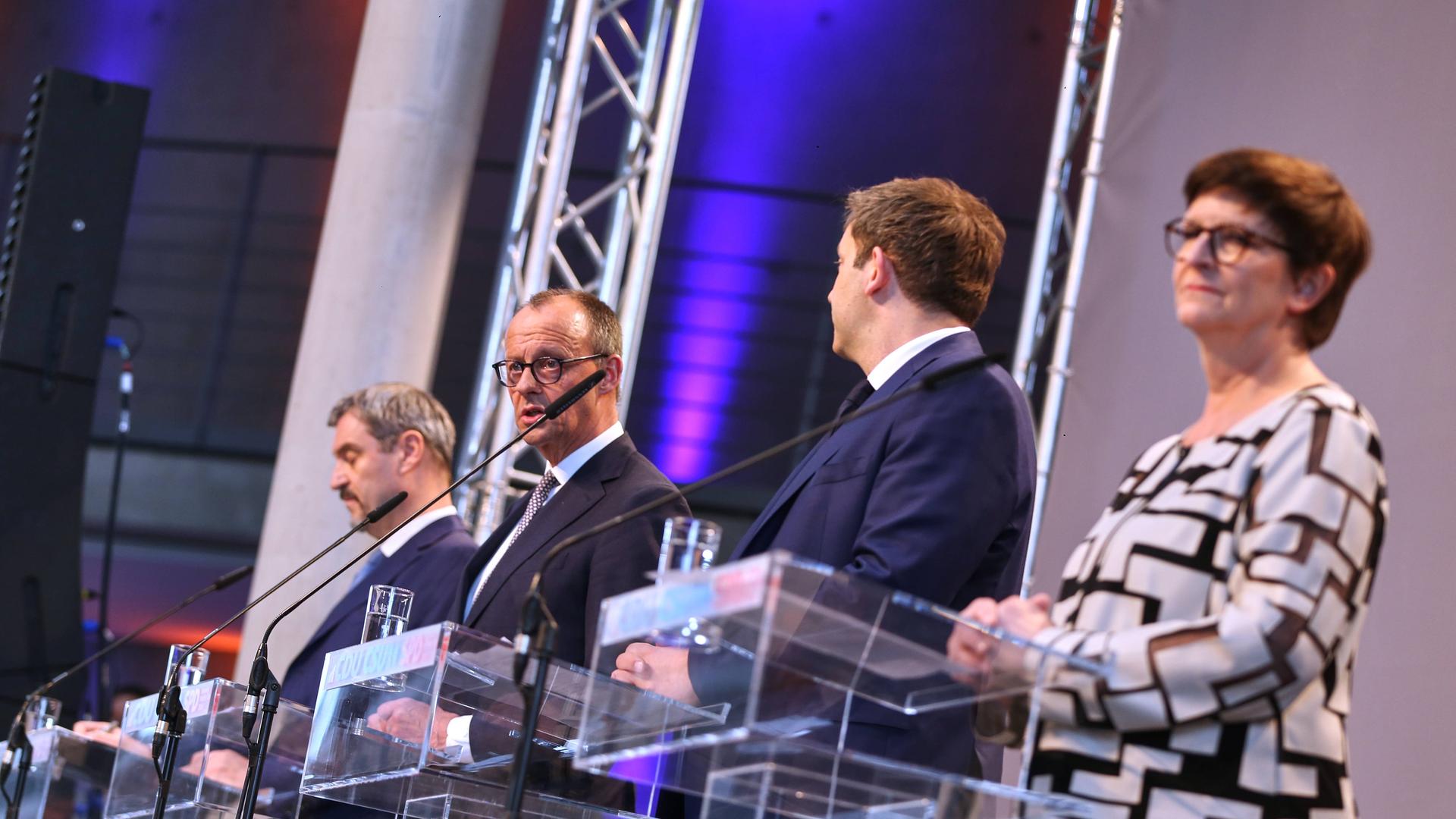 Markus Söder, Friedrich Merz, Lars Klingbeil, Saskia Esken Markus Söder, Friedrich Merz, Lars Klingbeil, Saskia Esken