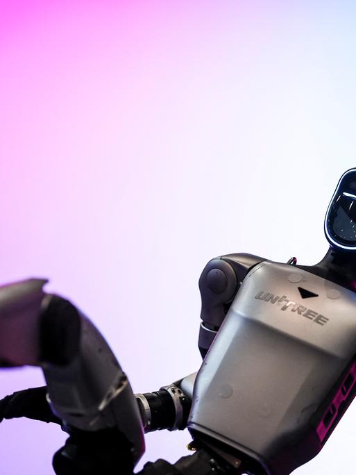 Humanoider Roboter von Unitree bei der Artificial Superintelligence Alliance in Lissabon im November 2025. Humanoider Roboter von Unitree bei der Artificial Superintelligence Alliance in Lissabon im November 2025.