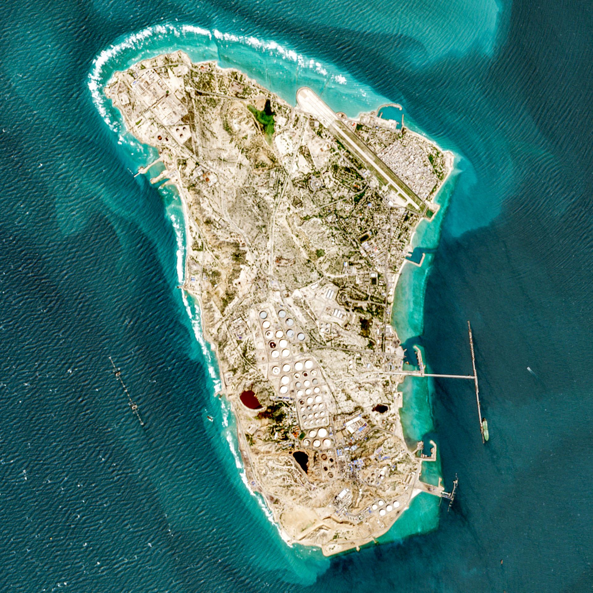 Die Insel Kharg aus der Luftperspektive