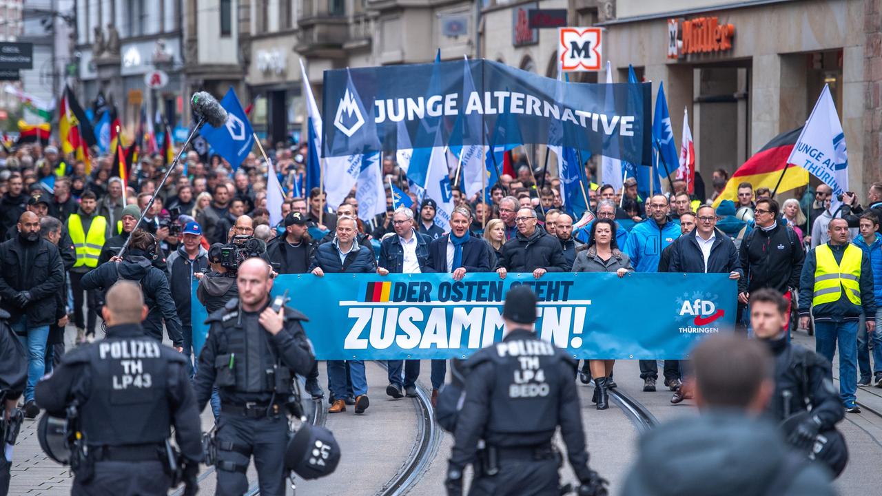 Führungskräfte der AfD bei einer Demo in Erfurt.
