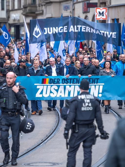 Führungskräfte der AfD bei einer Demo in Erfurt.