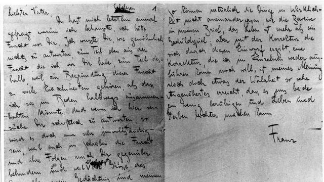 Die erste und die letzte Seite des Manskripts "Briefs an den Vater" von Franz Kafka. 