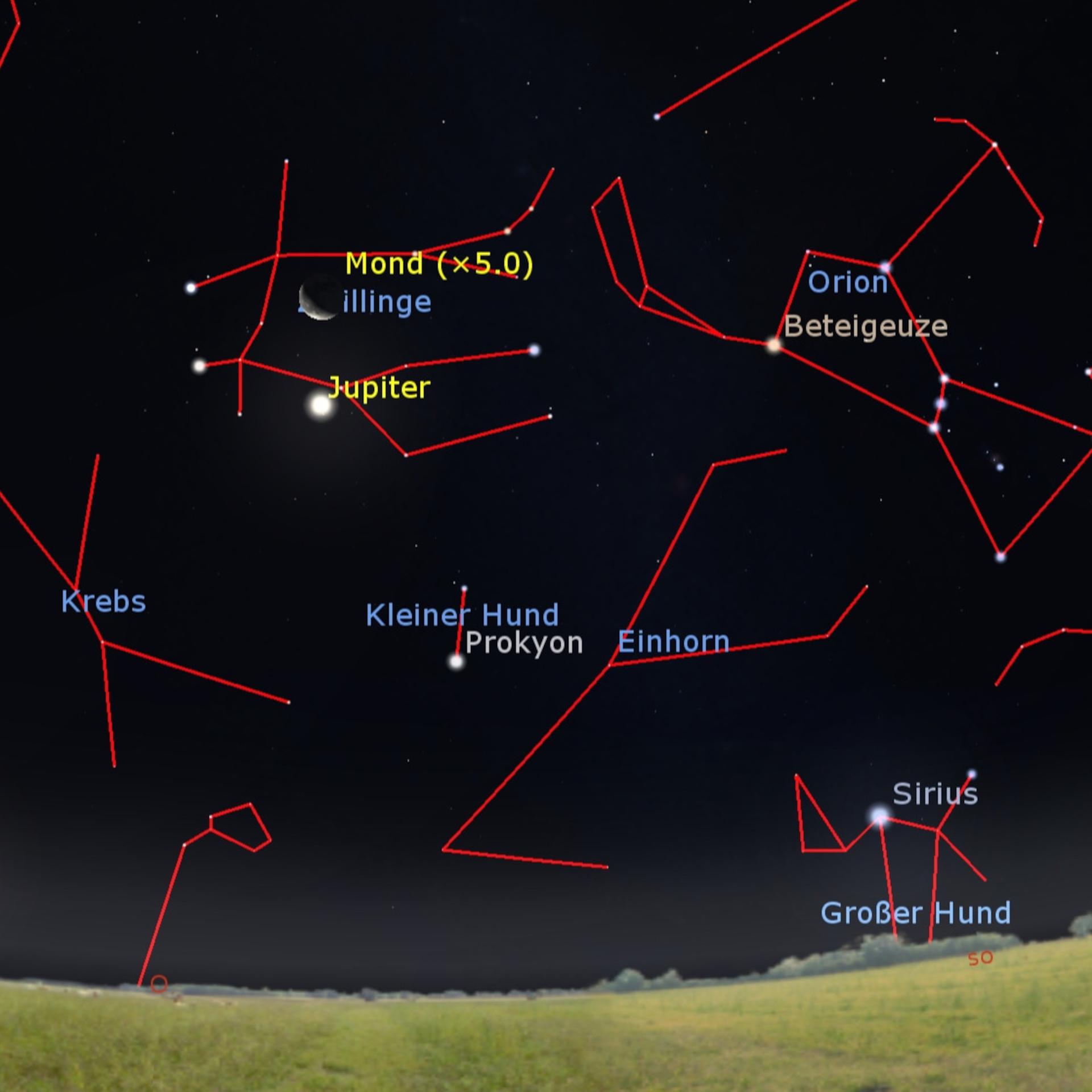 Highlight am Himmel - Mond, Jupiter, da Vinci und die Zwillingssterne