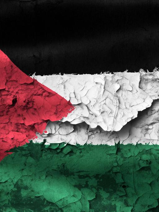 Illustration einer Palästinenser-Flagge, bei der die Farben bröckeln