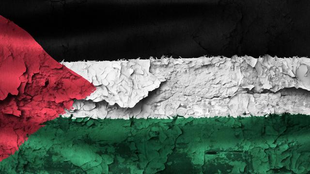 Illustration einer Palästinenser-Flagge, bei der die Farben bröckeln