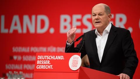 Bundeskanzler Olaf Scholz auf dem SPD-Parteitag in Berlin