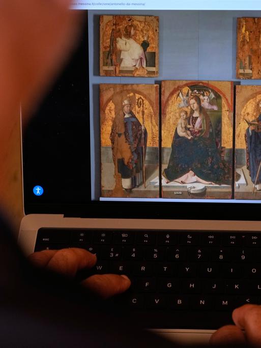 Die gestohlenen drei Tafeln des San-Gregorio-Polyptychons von Antonello da Messina auf der Internetseite des Museums auf Sizilien Die gestohlenen drei Tafeln des San-Gregorio-Polyptychons von Antonello da Messina auf der Internetseite des Museums auf Sizilien
