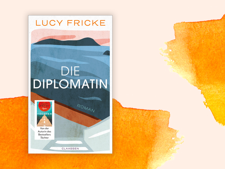 Auf dem Buchcover sind Buchtitel und Autorenname sowie ein gemaltes Meer zu sehen. Dahinter orangene Farbverläufe.