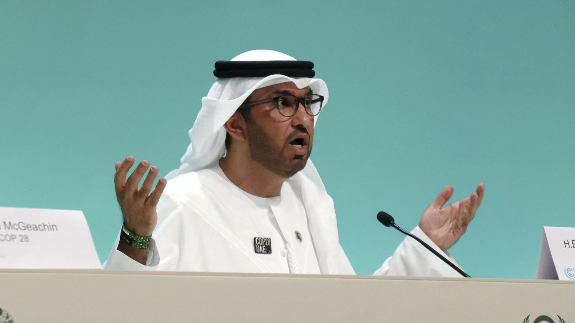 Ahmed Al-Jaber, Vorsitzende der COP28 und Chef des staatlichen Ölkonzerns, bei der Klimakonferenz in Dubai