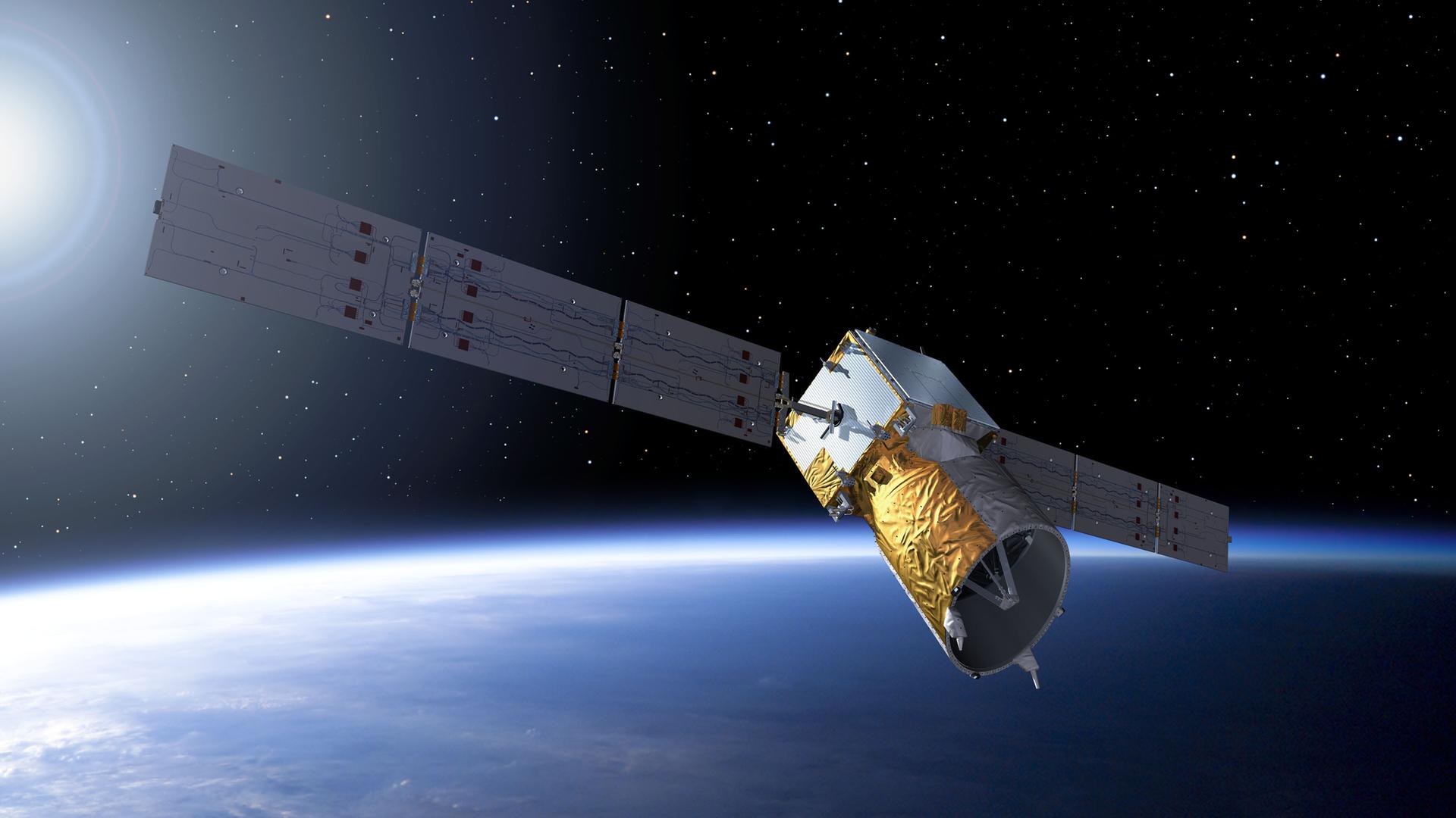 Der Erdforschungssatellit Aeolus  der europäischen Raumfahrtagentur Esa