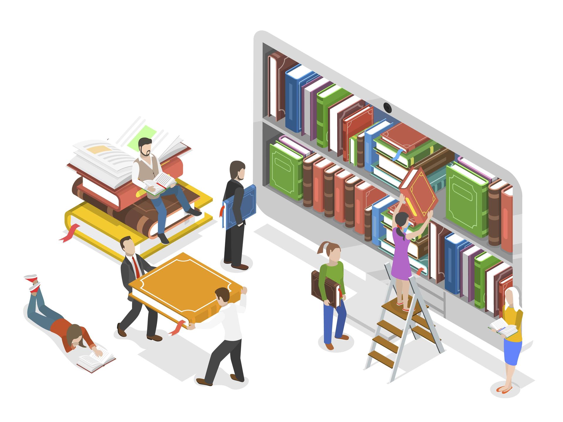 Illustration von einer Bibliothek: