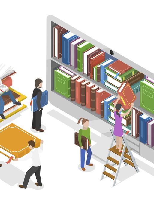Illustration von einer Bibliothek: Illustration von einer Bibliothek: