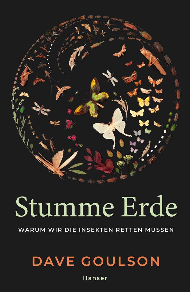 Das Cover zeigt verschiedene Insektenarten zu einem Kreis angeordnet auf schwarzem Hintergrund. Darunter Buchtitel und Autorenname.