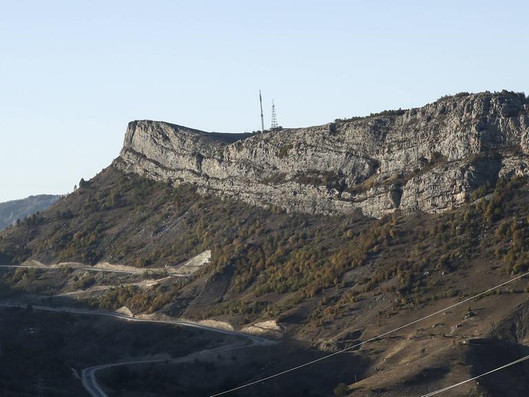 AZERBAIJAN - SEPTEMBER 26, 2021: A view of the mountain where the city of Shusha is located that has been handed over to