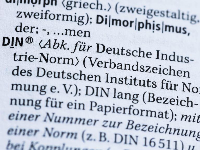 Der Duden-Eintrag des Wortes "DIN" (Deutsche Industrie-Norm)