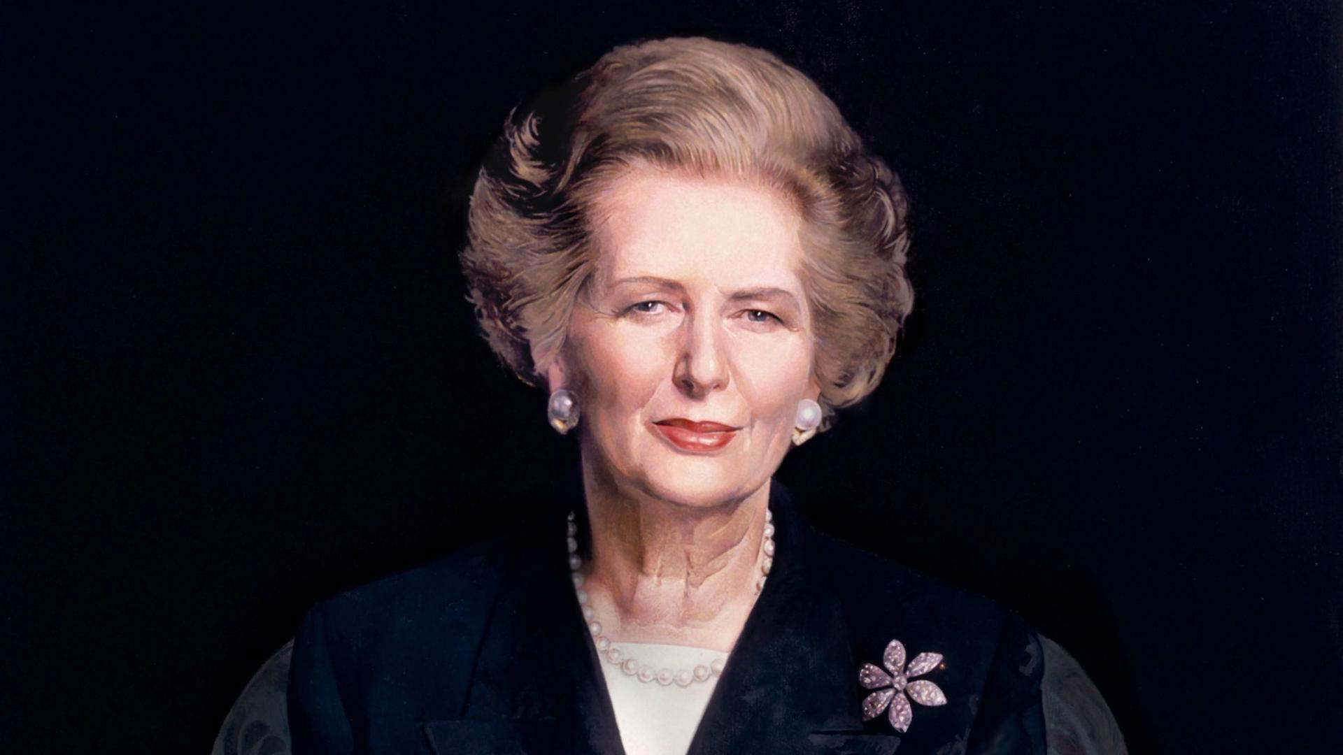 Ein Gemälde von Margaret Thatcher. Ein Gemälde von Margaret Thatcher.