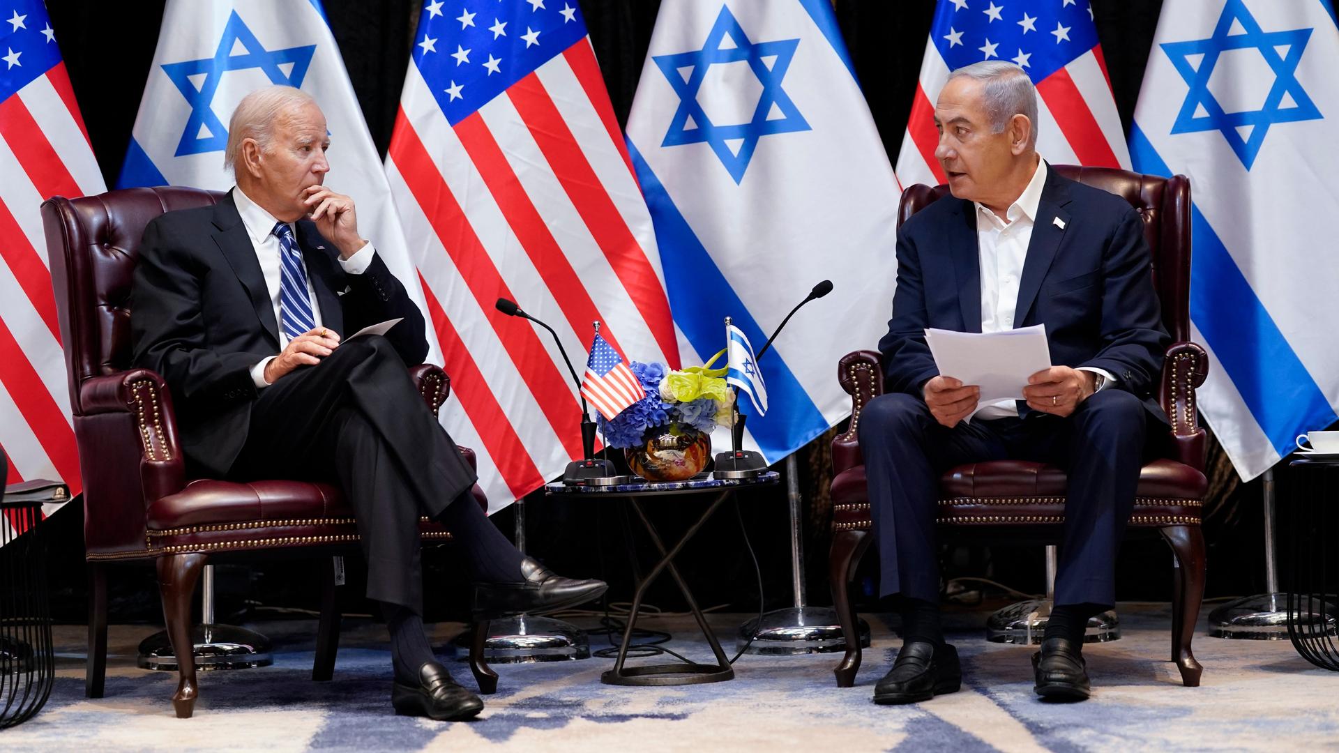 US-Präsident Biden bei einem Besuch in Israel mit Premierminister Netanjahu