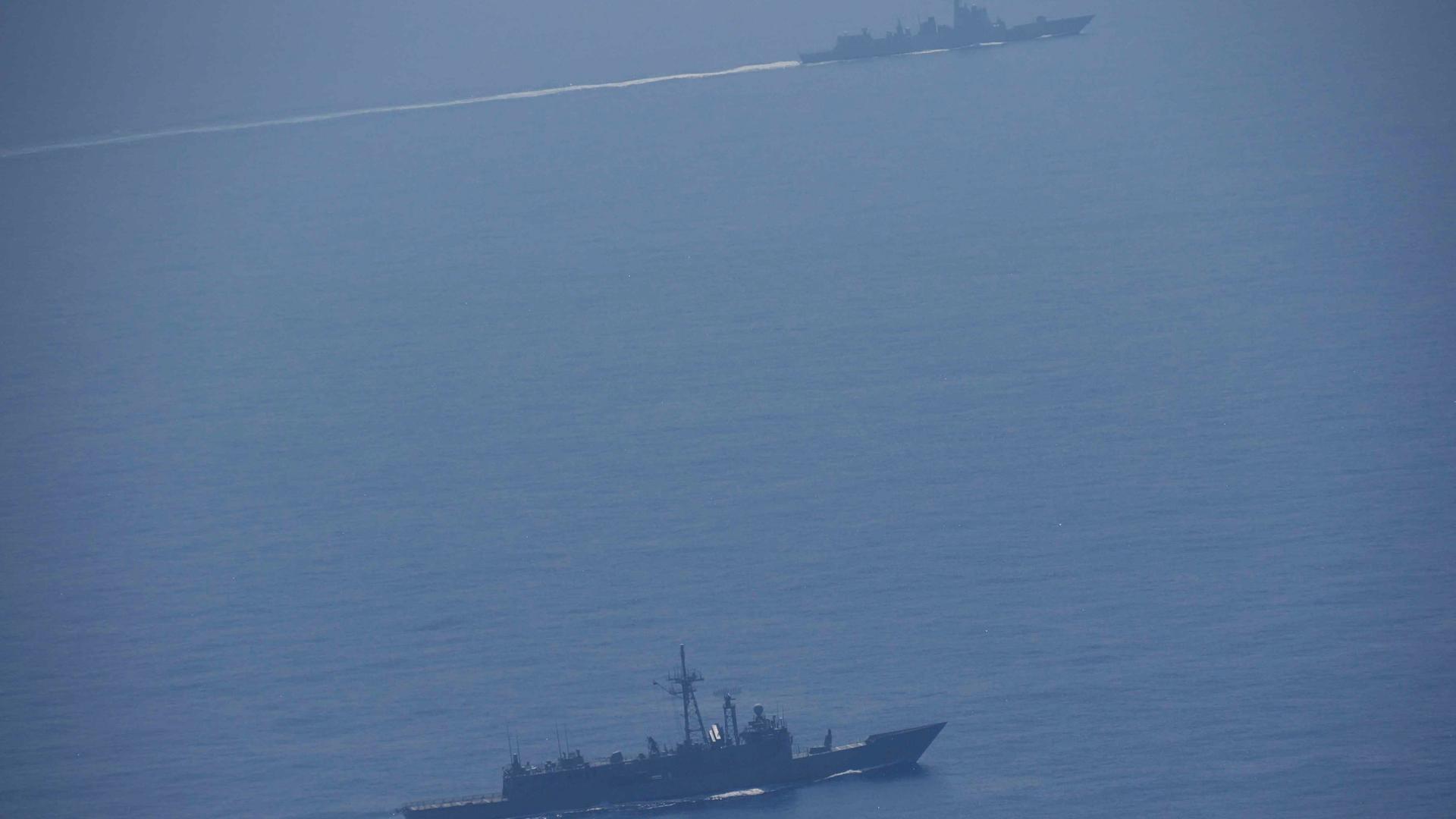 Auf diesem vom taiwanesischen Verteidigungsministerium veröffentlichten Foto sind chinesische Schiffe in der Nähe von Taiwan zu sehen. 