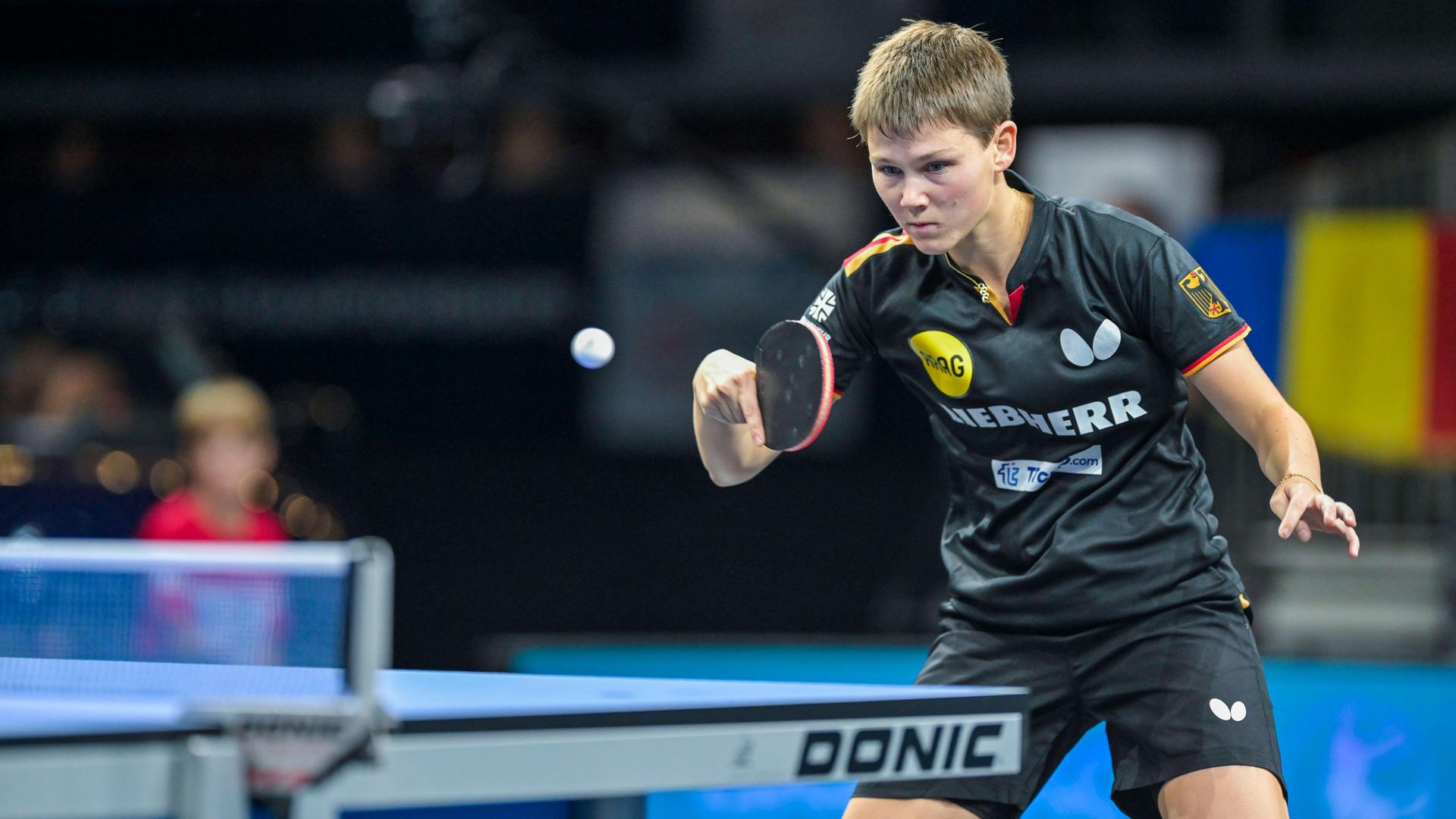 Tischtennisspielerin Nina Mittelham im Halbfinalspiel der Europameisterschaft in Linz